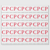 Papier Cadeau Initiales rouges blanches simples professionnelles (Plat)