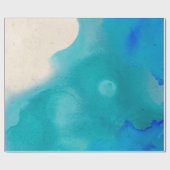 Papier Cadeau Ink indigo bleu aquarelle couleur d'eau kraft océa (Plat)