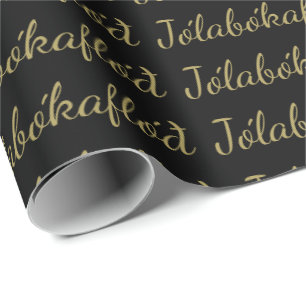 Papier Cadeau Inondation noire de livre de Noël de Jólabókafl