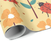 Papier Cadeau insecte et fleur (Coin rond)