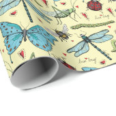 Papier Cadeau Insectes de bug d'amour jaune mignon pour les amat (Coin rond)