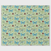 Papier Cadeau Insectes de bug d'amour vert mignon pour les amate (Plat)