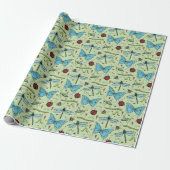 Papier Cadeau Insectes de bug d'amour vert mignon pour les amate (Déroulé)