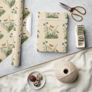Papier Cadeau Insectes de jardin vintage, papillons, chenilles