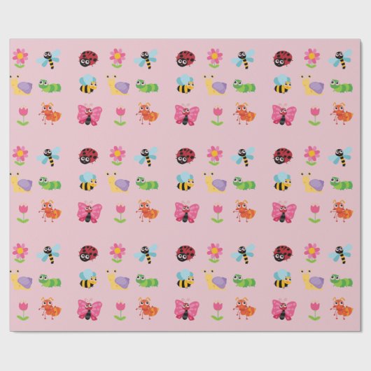 Papier Cadeau Insectes et fleurs (Plat)