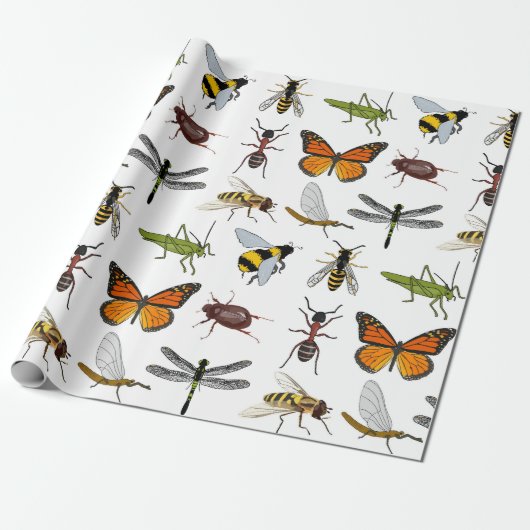 Papier Cadeau INSECTES FRAIS de papier d'emballage (Déroulé)