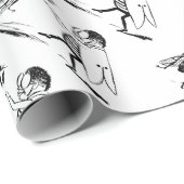 Papier Cadeau Insectes vintage dansant; mouche bleue (Coin rond)