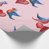 Papier Cadeau Inséparables, Aquarelle Oiseaux Enveloppement Papi (Coin)