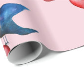 Papier Cadeau Inséparables, Aquarelle Oiseaux Enveloppement Papi (Coin rond)