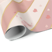 Papier Cadeau Inséparables Coeurs Valentine Motif Enveloppement  (Coin rond)