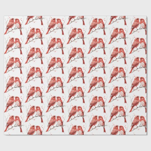 Papier Cadeau Inséparables de Red Hearts (Plat)