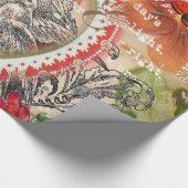 Papier Cadeau Inséparables Heart Red Art Collage (Coin)