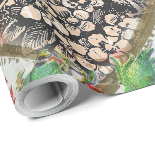 Papier Cadeau Inséparables Heart Red Art Collage (Coin rond)