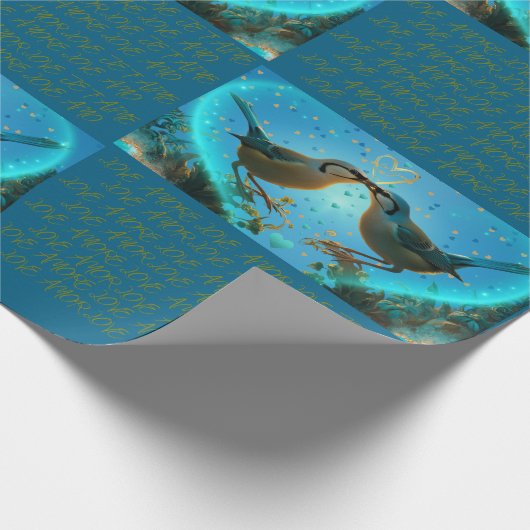 PAPIER CADEAU INSÉPARABLES - PAPIER EN LAVAGE BLEU (Coin)