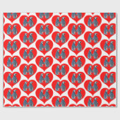 Papier Cadeau Inséparables Penguin Couple Red Hearts Thunder_Cov (Plat)