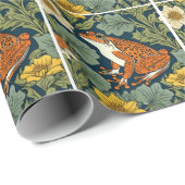 Papier Cadeau inspiration grenouille William Morris (Coin rond)
