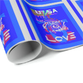 Papier Cadeau Inspiration USA Nous Sommes Forts Ensemble Avec Am (Coin rond)