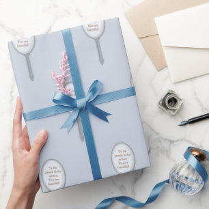 Papier Cadeau Inspiré Personnalisé Miroir main gris bleu