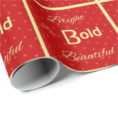 Papier Cadeau Inspirer Bright Bold Beautiful carrelé rouge (Coin rond)