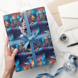 Papier Cadeau Instruments de musique de nom personnalisé