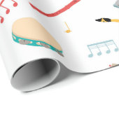 Papier Cadeau Instruments de musique Thème musical Pattern (Coin rond)