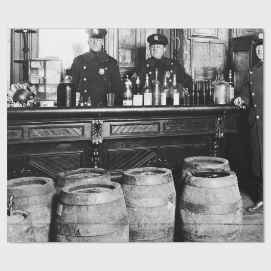 Papier Cadeau Interdiction - Police Speakeasy Raid Bootlegger -  (Plat)