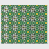 Papier Cadeau Interprétation florale Blancs, feuilles verts (Plat)