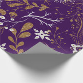 Papier Cadeau Intricate floral pattern with gold and white (Coin)