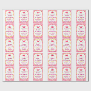 Papier Cadeau Invitation d'anniversaire de la Couronne rose   za
