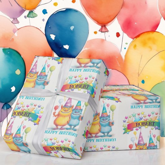 Papier Cadeau Invitation Tous Les Petits Monstres Anniversaire N