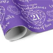 Papier Cadeau Iolite mariage anniversaire 21 ans d'amour violet (Coin rond)