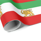 Papier Cadeau Iran, drapeau perse avec Lion, Shah d'Iran (Coin rond)