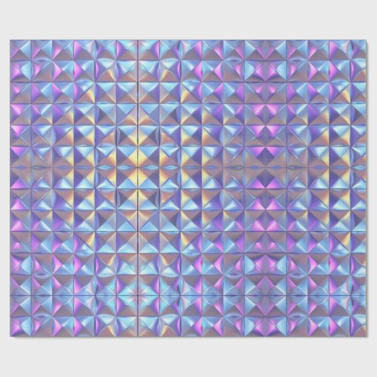Papier Cadeau Iridescendance en or, bleu et violet géométrique 2 (Plat)