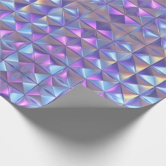 Papier Cadeau Iridescendance en or, bleu et violet géométrique 2 (Coin)