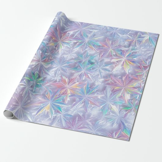 Papier Cadeau Iridescent shimmering snowflakes pattern (Déroulé)