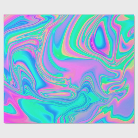 Papier Cadeau Iridescente marbrée texture holographique en dynam (Plat)