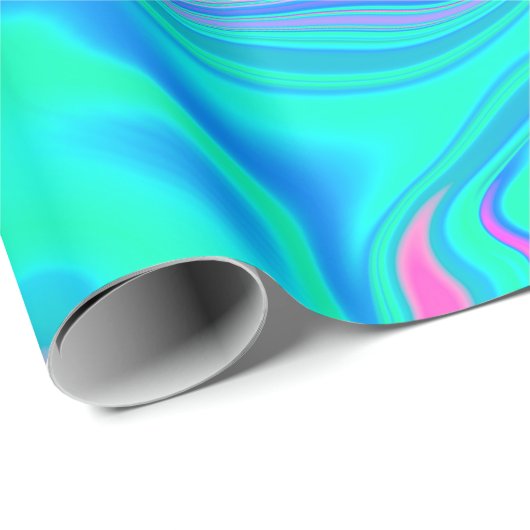Papier Cadeau Iridescente marbrée texture holographique en dynam (Coin rond)