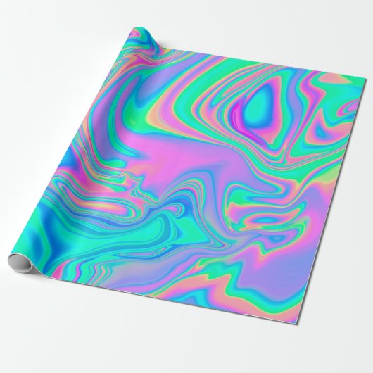 Papier Cadeau Iridescente marbrée texture holographique en dynam (Déroulé)