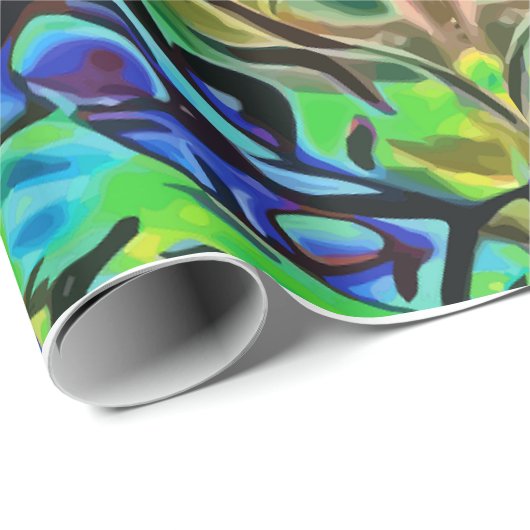 Papier Cadeau Iridescente Papillon Balone Look Sea Shell (Coin rond)