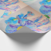 Papier Cadeau Iris bleu iris art fleurs aquarelle enveloppement (Coin)