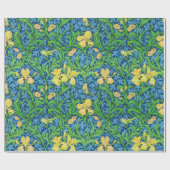 Papier Cadeau Iris de William Morris, jaune et bleu de cobalt (Plat)