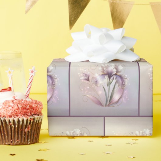 Papier Cadeau Iris élégant avec gravure en or (Fête d'anniversaire)