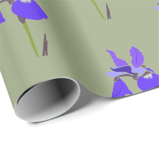 Papier Cadeau Iris en vert (Coin rond)