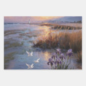 Papier cadeau Iris et Aigrette au coucher de solei (Devant 3)