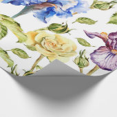 Papier Cadeau Iris et rose aquarelle motif floral (Coin)