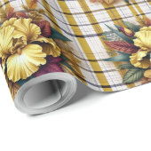 Papier Cadeau Iris jaune avec feuilles d'automne sur Arrière - p (Coin rond)