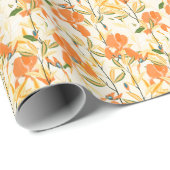 Papier Cadeau Iris orange : motif floral transparent (Coin rond)