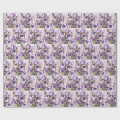 Papier Cadeau Iris violet avec bordure dorée (Plat)