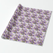Papier Cadeau Iris violet avec bordure dorée (Déroulé)