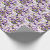 Papier Cadeau Iris violet avec bordure dorée (Coin)